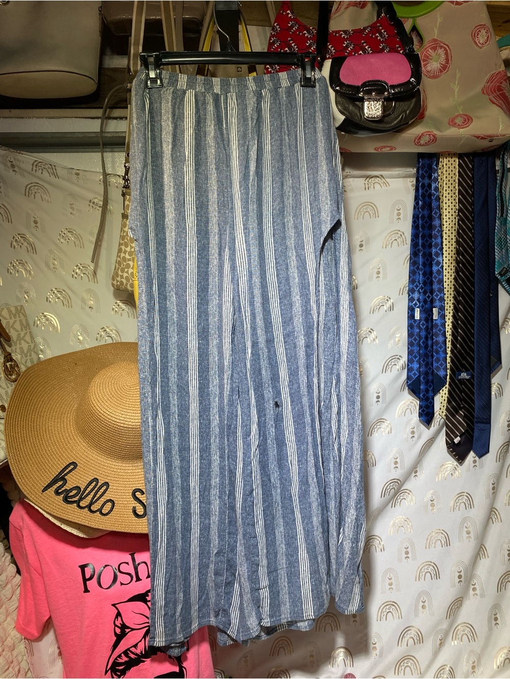 No Boundaries Blue and White Vertical Stripe Chinos